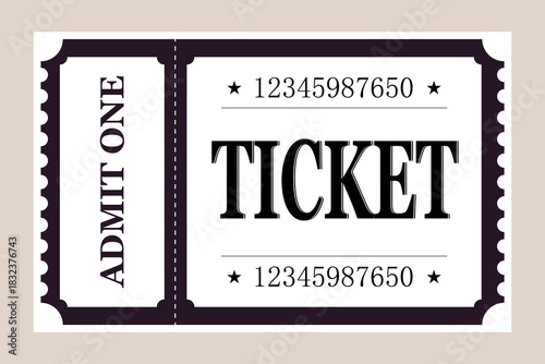 Vector empty ticket template. Isolated modern coupon mockup for travelling, movie, theater, airplane. Blank white tickets, icon. Concert, festival, event admit layouts.