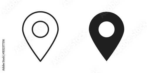 Map marker icon flat and thin stroke vector pack. Editable icons set