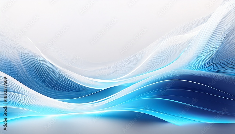 Obraz premium a white background with blue light waves