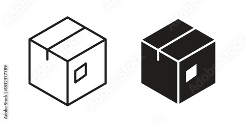 Package icon flat and thin stroke vector pack. Editable icons set