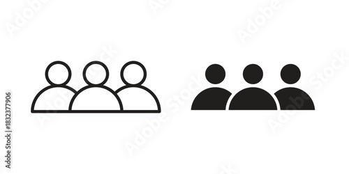 people icon flat and thin stroke vector pack. Editable icons set