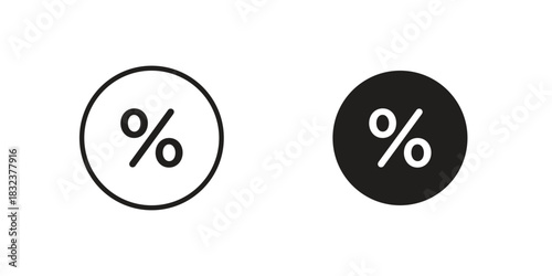 Percentage icon flat and thin stroke vector pack. Editable icons set