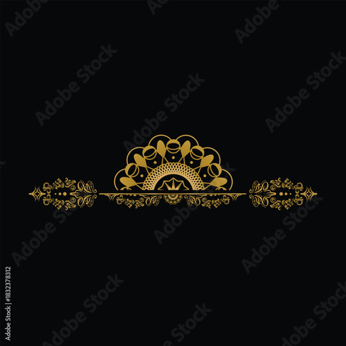 Mandala florid luxury golden vintage element decorative clip art