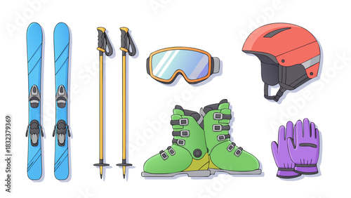 Ski Equipment Icon Sheet
