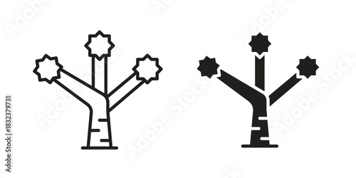 Joshua tree icon set. Outline symbol editable.