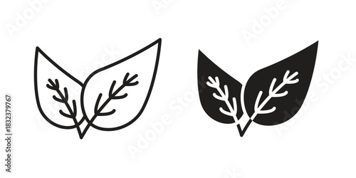 Leaf icon set. Outline symbol editable.