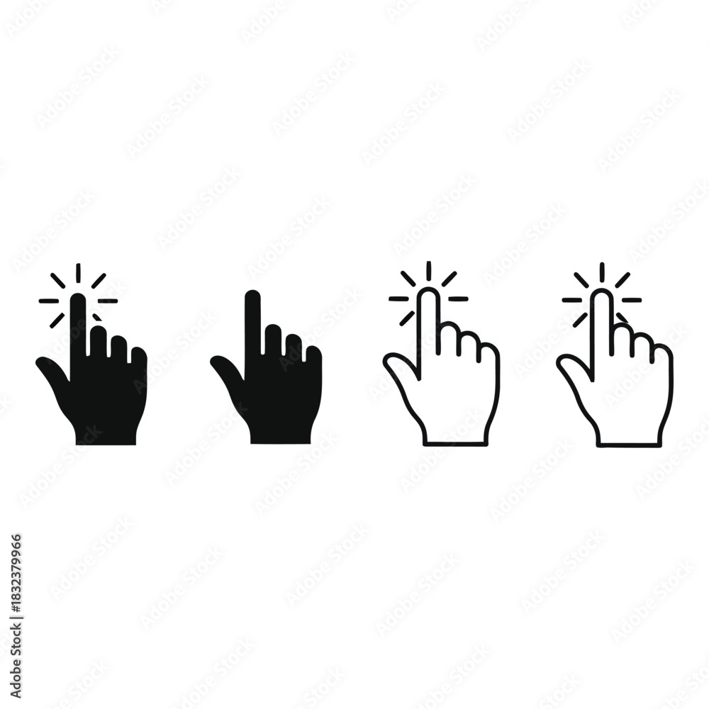 Obraz premium Collection of hand cursor icons indicating a click action