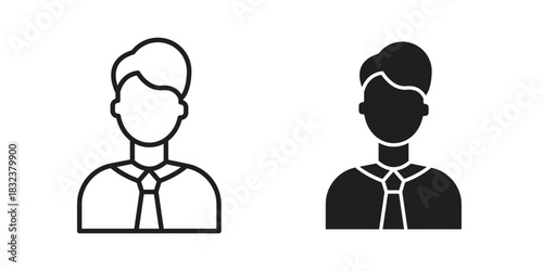 Man icon set. Outline symbol editable.