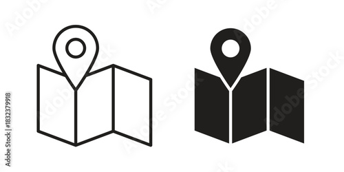 Map icon set. Outline symbol editable.