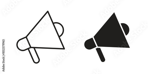 Megaphone icon set. Outline symbol editable.