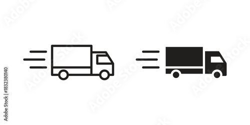 Moving truck icon set. Outline symbol editable.
