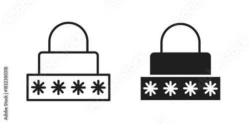 Password icon set. Outline symbol editable.
