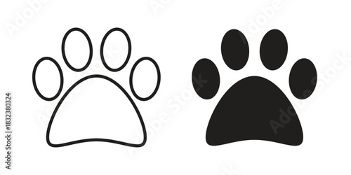 Paw icon set. Outline symbol editable.