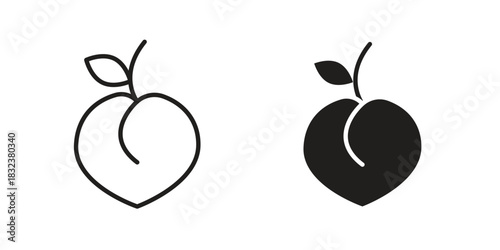 Peach icon set. Outline symbol editable.