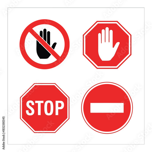 Collection of red stop and prohibition signs with hand symbols Free Download Collection of red stop and prohibition signs with hand symbols - GFXLoad