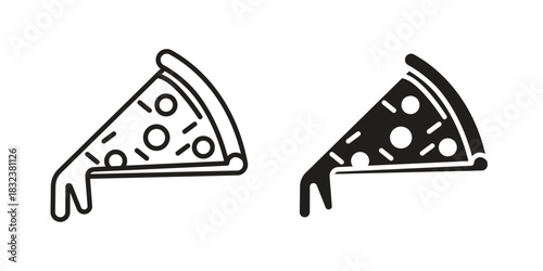 Pizza slice icon set. Outline symbol editable.