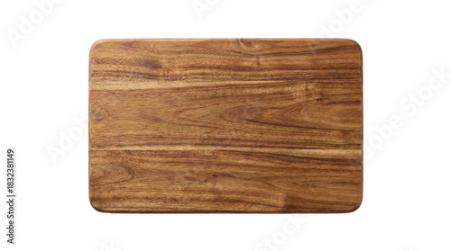 Rectangular wooden cutting board, transparent background
