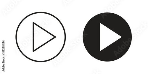 Play icon set. Outline symbol editable.