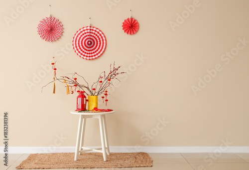 Interior of room with table...