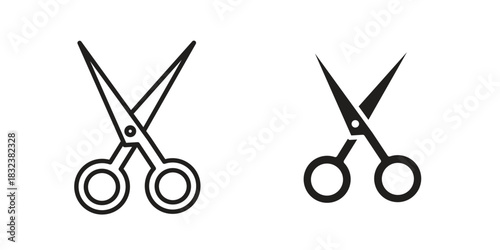 Scissors icon set. Outline symbol editable.