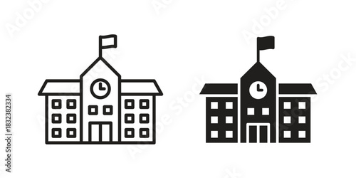 school icon set. Outline symbol editable.