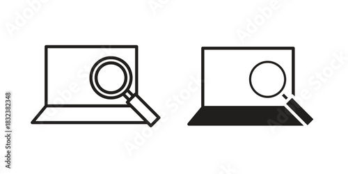 Search online icon set. Outline symbol editable.