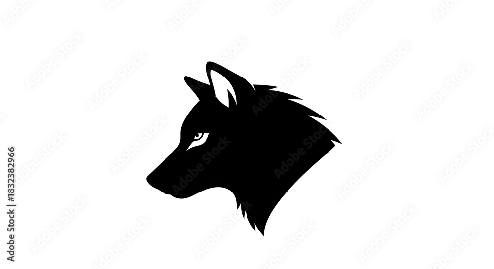 Obraz premium Black wolf head silhouette side profile vector logo.