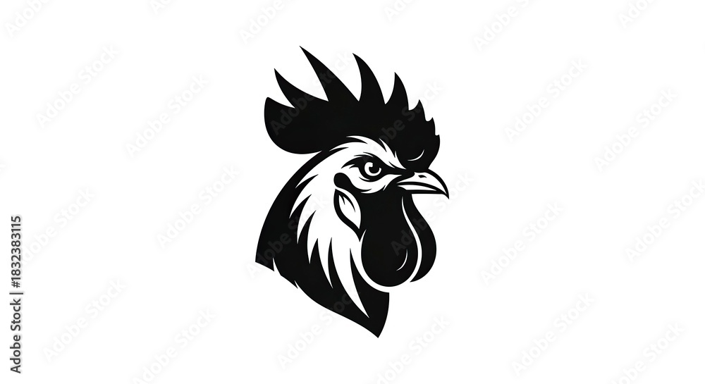 Fototapeta premium Bold Black and White Rooster Head Logo Design.