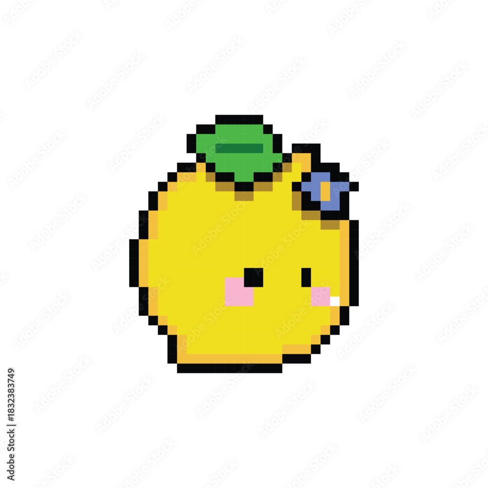 Obraz premium Cute illustration pixel art character lemon cartoon