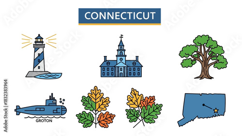 Connecticut State Icons Landmarks, Nature, and Symbols