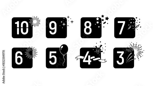 Countdown Numbers with Festive Graphics for Celebrations and Events