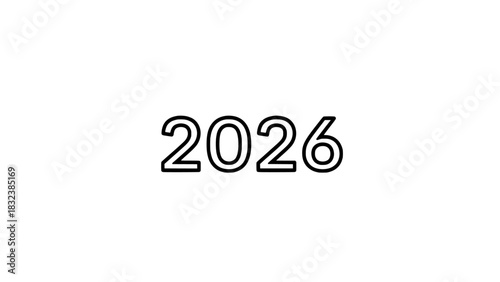Clean Outlined Numerals Visually Representing the Significant Calendar Year 2026