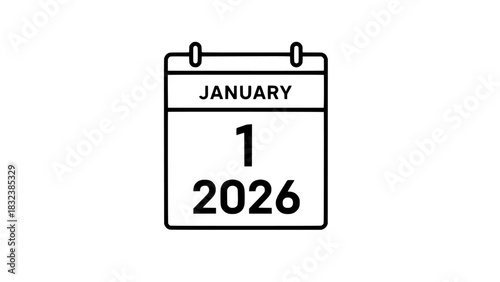 January 1st, 2026 Calendar Date Icon