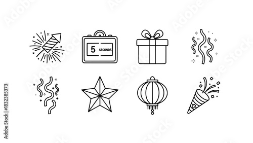 Celebration Icons Fireworks, Presents, and Festive Decorations