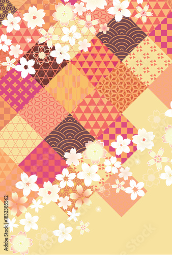 桜　和柄　年賀状　背景	