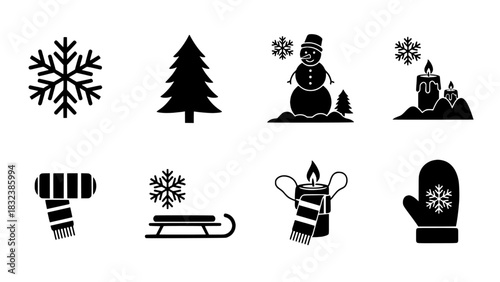 Collection of Winter Season Icons and Symbols for Design