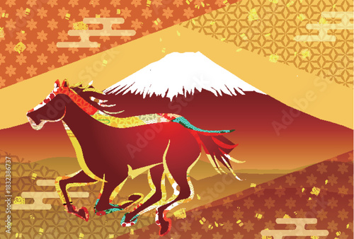 午　年賀状　干支　背景