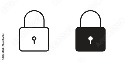 Lock icon flat and stroke collection for ui ux work.