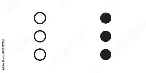 Menu dots icon flat and stroke collection for ui ux work.
