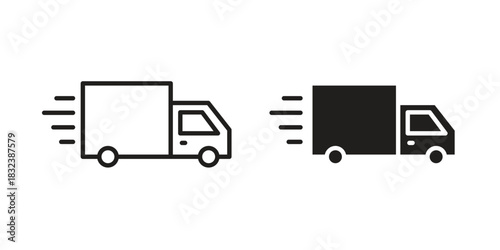 Moving truck icon flat and stroke collection for ui ux work.