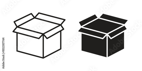 Open box icon flat and stroke collection for ui ux work.