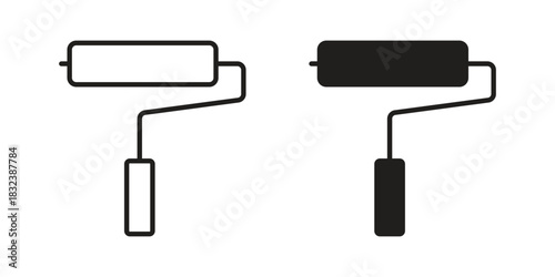 Paint roller icon flat and stroke collection for ui ux work.