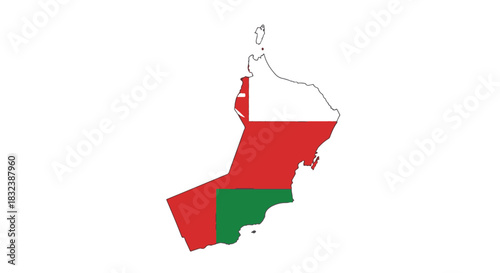 Oman's Flag A symbolic representation of the nation with the red, white, and green colors forming its shape