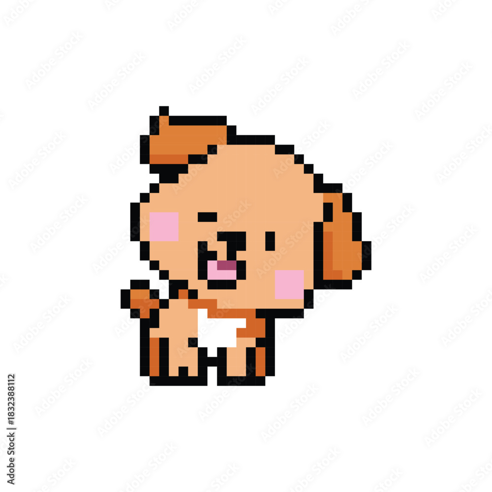 Fototapeta premium Cute dog character illustration pixel art graphic