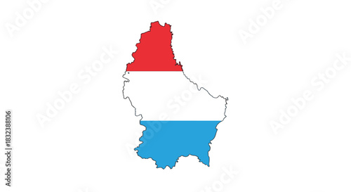 Luxembourg Flag Map A Detailed Outline of the Nation's Borders and Colors Representing the Country