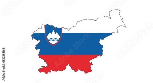 Slovenia Flag A Detailed Outline of the Slovenian National Flag Overlayed on a Map of the Country