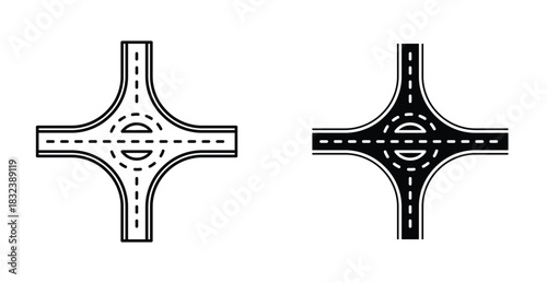 Road junction icon graphic design. Vector icon illustrations