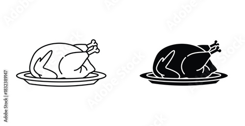 Roasted chicken turkey icon graphic design. Vector icon illustrations