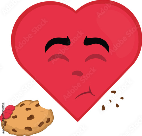 vector illustration emoticon character heart cartoon eating food bakery cookie chocolate chips