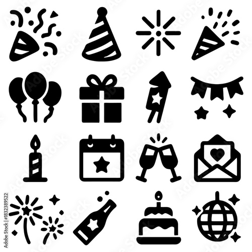 Festive Icon Set: A collection of meticulously designed icons that capture the spirit of celebration and joy, perfect for adding a touch of festivity to any design.